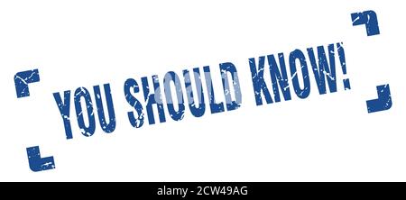 you should know! stamp. square grunge sign on white background Stock Vector