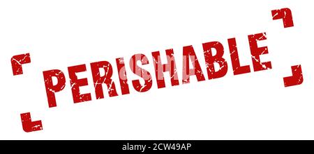 perishable stamp. square grunge sign on white background Stock Vector