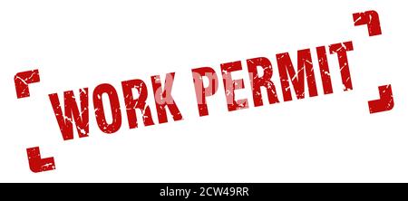 work permit stamp. square grunge sign on white background Stock Vector