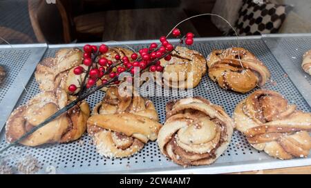 Delicious and tasty Kanelbulle, cinnamon rolls Stock Photo