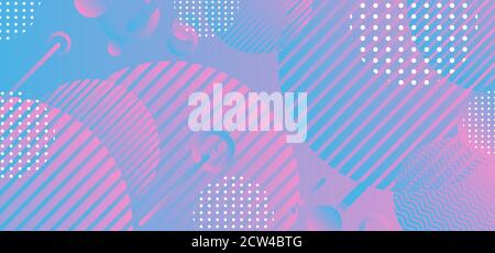 Abstract blue and pink gradient geometric circle shape pattern background. Vector illustration Stock Vector
