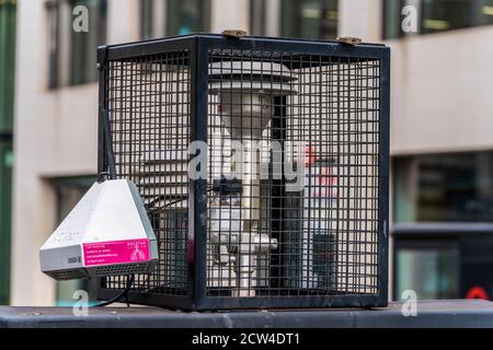 Air quality monitoring equipment installed on Farringdon Street in Central London. Stock Photo
