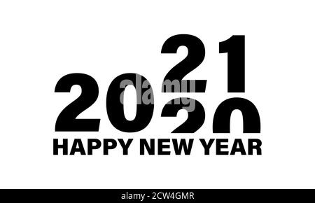 2021 year icon in black. Happy new year banner. Christmas concept. Vector on isolated white background. EPS 10 Stock Vector