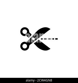 Scissors with cutout line icon in black. Vector on isolated white background. EPS 10 Stock Vector