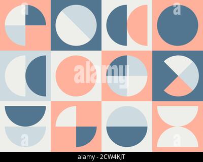 Trendy bauhaus pattern. Bauhaus poster. Vector geometric abstract circle shapes Stock Vector