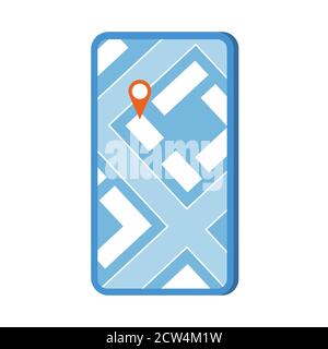 Smartphone with search map. Stock Vector