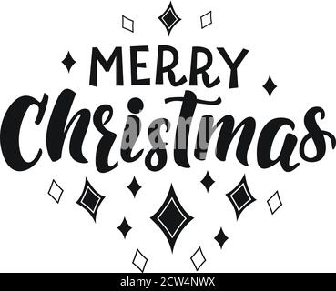 Image with the inscription - Merry Christmas - on a white background, in vector graphics. For the design of postcards, congratulations, posters Stock Vector