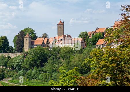 Franciscan Tower and Castle Tower, old town, Rothenburg ob der Tauber, Middle Franconia, Bavaria, Germany Stock Photo