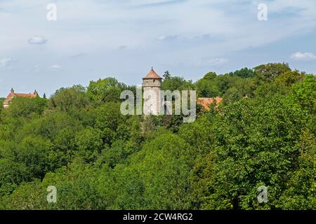 old tower, Rothenburg ob der Tauber, Middle Franconia, Bavaria, Germany Stock Photo