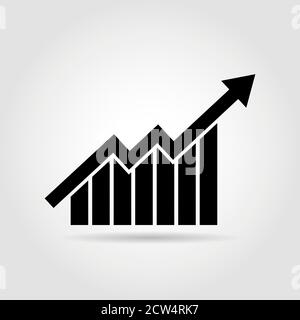 Arrow with blocks for illustration of phased, progress, increase in profits. Symbol for economy, success business. Growth diagram with Arrow going up Stock Photo