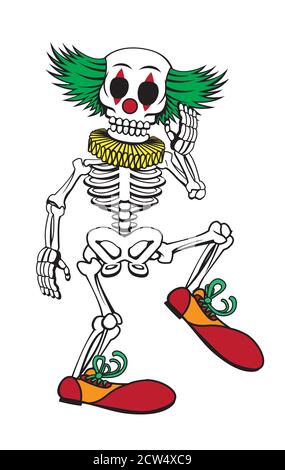 Scary skeleton clown illustration Stock Vector