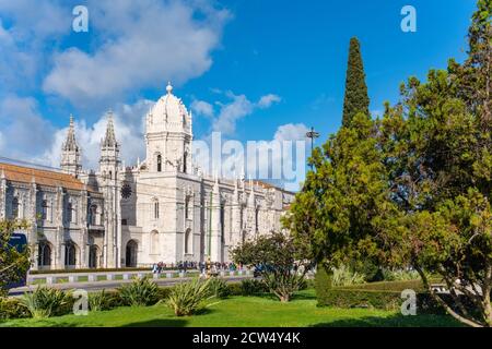 historic monastery Mosteiro dos Jeronimos of Lisbon, Portugal Stock Photo