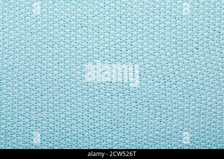 Mint knitting wool texture background Crocheted fabric texture Stock Photo