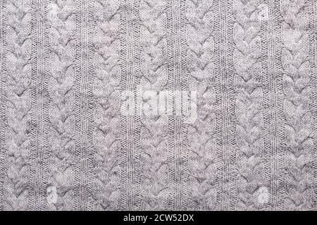 Gray knitting wool texture background Crocheted fabric texture Stock Photo