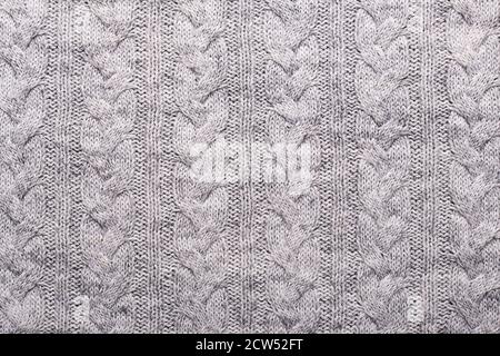 Gray knitting wool texture background Crocheted fabric texture Stock Photo