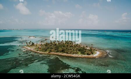 Drone view over the caribbean in San Andres Island - Colombia Stock Photo