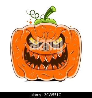 Realistic vector Halloween pumpkin with candle inside. Happy face Halloween pumpkin isolated Stock Vector