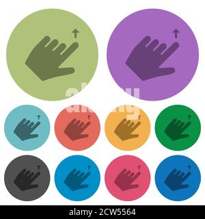 Left handed move up gesture darker flat icons on color round background Stock Vector
