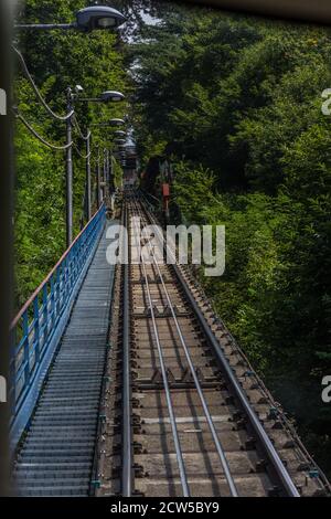 Urban train in the city of Como, Italy Stock Photo