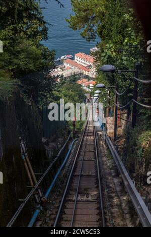 Urban train in the city of Como, Italy Stock Photo
