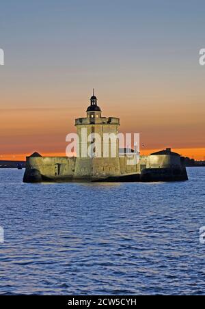 France, Charente Maritime, Bourcefranc le Chapus, the Fort Louvois at sunset Stock Photo