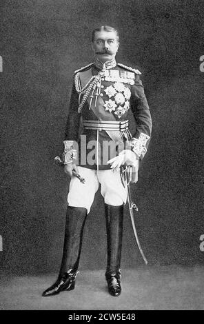 HORATIO HERBERT KITCHENER (1850-1916) Irish-born senior British Army officer in full dress uniform in July 1910 Stock Photo