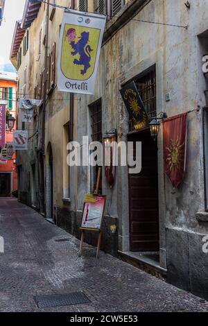 Walking in Bellano town Stock Photo