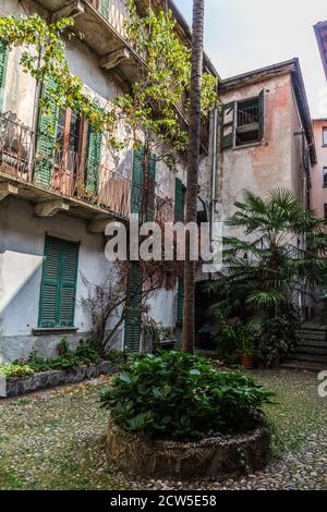 Walking in Bellano town Stock Photo