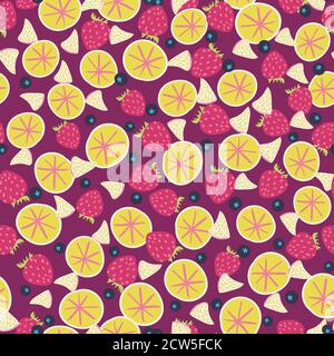 colorful fruit salad seamless vector pattern Stock Vector