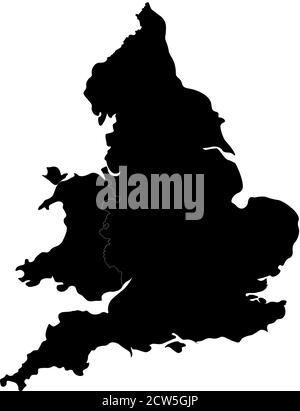 England and Wales silhouette. Nicely shaped map with rounded edges for elegant look. Vector illustration. Stock Vector