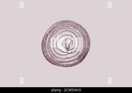 Red onion close up rings Pattern , veggie food half onion Stock Photo