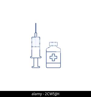 Vaccination isolated line icon. Outline vaccine. Stock Vector