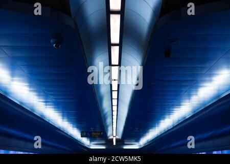 light trails in the subway station Stock Photo