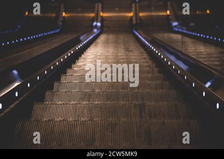 Empty Escalator in subway station Stock Photo