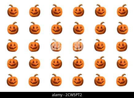 Halloween pumpkins pattern isolated on a white background Stock Photo