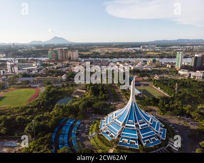 aerial view of 'Majlis Bandaraya Kuching Selatan' building. Located near Padungan Road The Council of the City of Kuching South is the city council Stock Photo