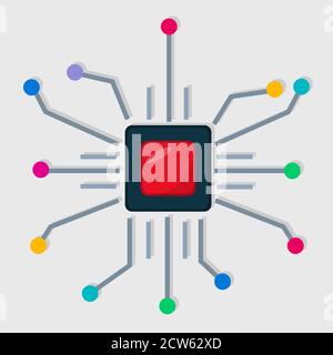 microchip for artificial intelligence concept symbol vector illustration Stock Vector