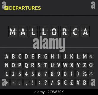 Analog Airport board isolated Template on black background. Realistic vector illustration Stock Vector