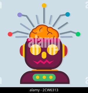 robot with artificial intelligence vector illustration concept logo Stock Vector