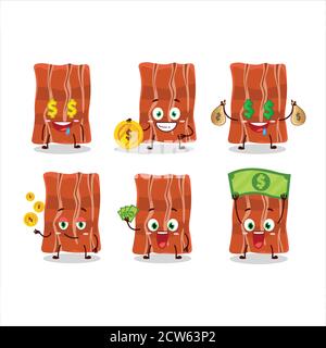 Fried bacon cartoon character with cute emoticon bring money Stock Vector