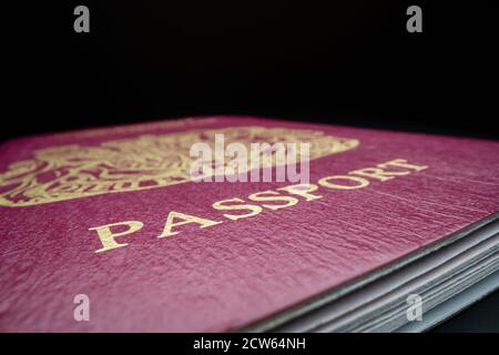 Close-up view of British passport Stock Photo