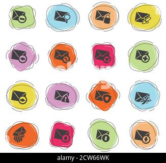 Mail and envelope icons set Stock Vector