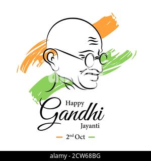 Happy Gandhi Jayanti, 2nd Oct, Mahatma Gandhi poster, vector illustration Stock Vector