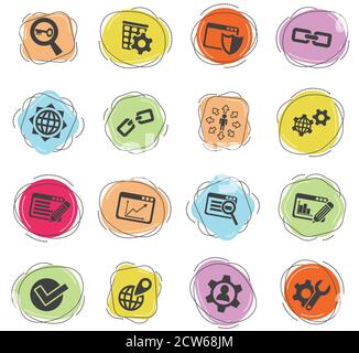 seo and development icon set Stock Vector