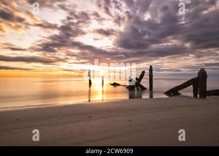 Sunrise on the beach in Thailand Stock Photo