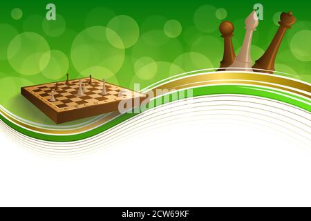 Background abstract green gold chess game brown beige board figures frame illustration vector Stock Vector