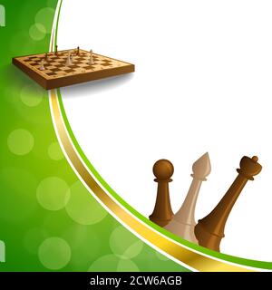 Background abstract green gold chess game brown beige board figures frame illustration vector Stock Vector