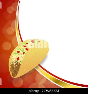 Abstract background food taco red yellow gold wave frame illustration vector Stock Vector