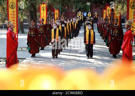 Qufu, China. 27th Sep, 2020. The Confucius Memorial Ceremony was held to celebrate Confucius' 2571th birthday in Qufu, Shandong, China on 27th September, 2020.(Photo by TPG/cnsphotos) Credit: TopPhoto/Alamy Live News Stock Photo