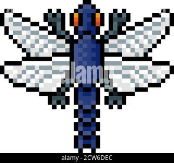 Dragonfly Bug Insect Pixel Art Video Game Icon Stock Vector